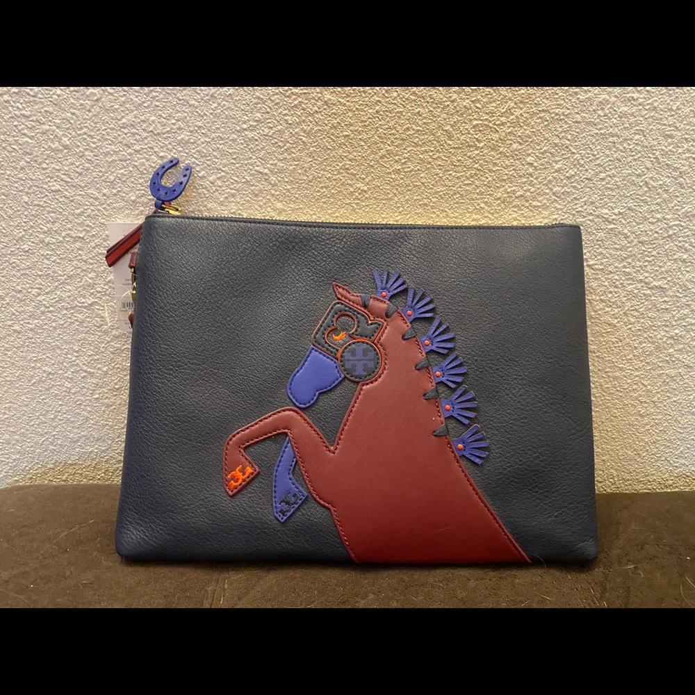 Tory Burch Horse Large Zip Pouch
